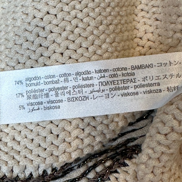 Zara Sweater Cream with Metallic & Regular Threads of Brown Blue Boxy Cut SMALL - Picture 15 of 15